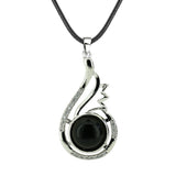 33mm Natural Crystal Teardrop Pendant Necklace, Silver-Plated Gemstone Charm