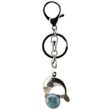 Bohemian Silver Marine Dolphin Key Ring • Cute Sea Animal Crystal Sphere Holder Clip • Heavy-Duty Swivel Lobster Clasp Christmas Gift