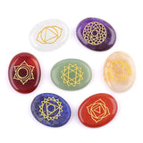 7 Chakra Heart-Shaped Healing Crystals Set Engraved Symbol for Reiki, Meditation & Spiritual Balance #SP1876