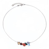 Chakra Crystal Chip Bar Necklace | Natural Gravel Stone Stainless Steel Chain for Women