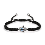 Adjustable Evil Eye Braided Rope Bracelet with Silver Elephant Charm Turkish Lucky Protection Red Black Blue String Bracelets for Women Men Amulet Jewelry