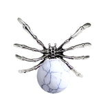 47×40mm Natural Crystal Ball Spider Pendant | Gothic Antique Silver Insect Charm for DIY Jewelry