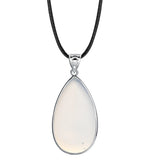 Silver Plated Bezel Set Teardrop Natural Gemstone Pendant, Multi‑Variety Water Drop Crystal Stone Pendant DIY Necklace Jewelry Accessory