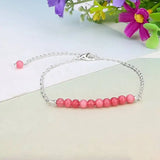 4mm Natural Agate Amethyst Beaded Chain Bracelet for Women - Delicate Minimalist Gemstone Bar Bracelet, Elegant Bridesmaid Wedding Gift Jewelry