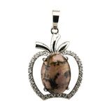Natural Gemstone Christmas Fruit Apple Pendant Necklace for Women Men Teachers Appreiation Gift For Mentor Coach Principa