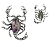 Scorpion Shape Natural Crystal Gemstone Pendant, Antique Black Metal Insect Animal Inlaid Cabochon Stone Pendant, Chakra Reiki Healing DIY Jewelry Making Accessory