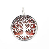 25mm Silver Plated Tree of Life Pendant Natural Round Crystal Inlay Hollow Charm for Chakra Necklace Making