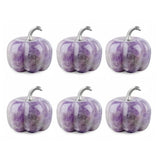 6Pcs Set 30MM Natural Crystal Pumpkin Figurines Gemstone Pumpkin Ornament With Metal Stem Halloween Healing Crystal Gift