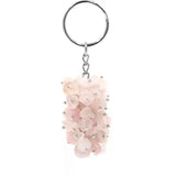 Chakra Gemstone Grape Pendant Keychain Healing Crystals Tumbled Stone Beads Keyring for Couple Best Friend Family