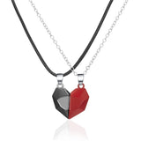 Creative Magnet Couples Necklace for Women Men Two Souls One Heart Pendant Choker for  Wishing You Me Boyfriend Girlfriend