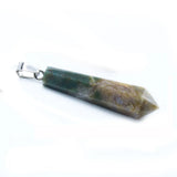 Natural Stone Hexagonal Column Pendant Necklace Carved Healing Pointed Quartz Crystal Wand Amulet with 18 Inch Black Cord Spiritual Jewelry Gift