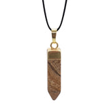 Multi‑Style Natural Stone Point Pendant, Gold Plated Cap Crystal Obelisk Charm, Boho Spiritual Necklace Pendant for Women