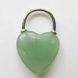 Natural Crystal Heart Lock Pendant Charms, Chakra Stone Beads for DIY Necklace Jewelry Making
