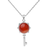 Sunflower Key Gemstone Pendant Necklace for Women Men #SN1766 with Silver Chain