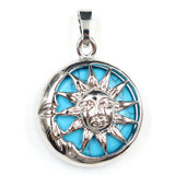 Platinum Gemstone Pendants key chain with Brass Findings Flat Round with Sun & Moon for Jewelry Making For Men and Women