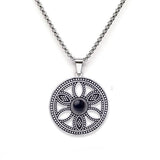 Hollow Life Flower Stainless Steel Gemstone Necklace for Women Men