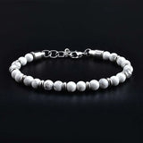 6mm Natural Stone Beaded Bracelet with Stainless Steel Clasp Adjustable Extender Chain Matte Onyx Tiger Eye Bracelet for Men Daily Wrist Jewelry