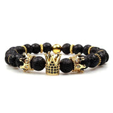 Luxury Crown Charm Bracelet - Natural White Stone Beaded Bracelet Gift for Men & Women