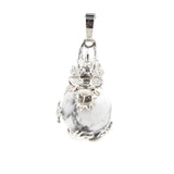 Natural Crystal Sphere Pendant, Silver Metal Dragonfly Wrapped Round Ball Gemstone Pendant, Reiki Chakra Healing DIY Necklace Jewelry Charm 16mm