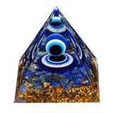 Evil Eye Orgone Pyramid 60MM for Home Office Feng Shui Protection & Spiritual Gifts  Lapis Lazuli Chips Resin Crystal Pyramid