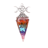 Triple Moon Pentacle Orgone Pendulum Pendant Resin Crystal Dowsing Charm for Wicca & Spiritual Jewelry