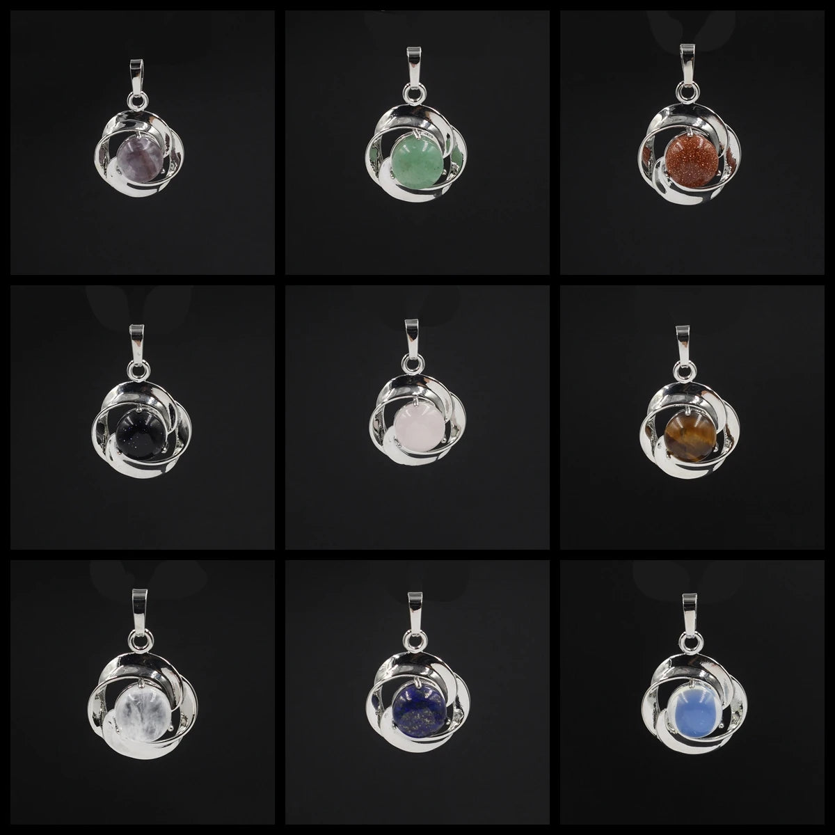 Crystal small flower pendant necklace is popular in Europe and America Pressed Flower Circle Frame Pendant with Yellow Gold