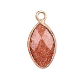Natural Crystal Marquise Cut Pendant: 18mm Gold-Plated Healing Stone Charm for Necklaces & Spiritual Gifts