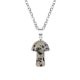 15×20mm Natural Crystal Mushroom Pendant Necklace, Mini Gemstone Chakra Healing Jewelry