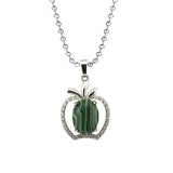Dainty Pink Crystal Apple Pendant Necklace • Silver Rhinestone Fruit Charm • Natural Healing Stone Romantic Jewelry Gift