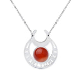 Stainless Steel Witch Moon Pendant Necklace - Triple Moon Goddess Symbol with Moonstone Style Gemstone - Wiccan Pagan Jewelry for Women & Men