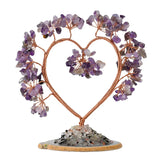 Handmade  Love Heart Crystal Tree | Natural Gemstone Ornament with Agate Slice Base | Healing Crystal Home Decor for Spiritual Gifts