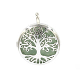 25mm Silver Plated Tree of Life Pendant Natural Round Crystal Inlay Hollow Charm for Chakra Necklace Making