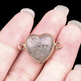 13MM Gemstone Heart Pendant Connector for Making Jewelry Wrapped Gold Plated