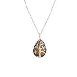 Tree of Life Teardrop Crystal Pendant Natural Gemstone Necklace Multi‑Variety Chakra Healing Stone Silver Plated Jewelry Gift for Women