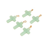 Healing Crystal Glass Cross Pendant Various Color Small Cross Pendant Necklace Keychain Earring Accessories