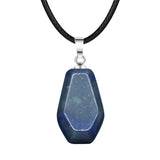 30mm Natural Crystal Coffin Pendant Necklace, Gothic Healing Stone Charm for Halloween