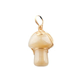 20mm Natural Crystal Mushroom Pendant  Wire-Wrapped Gemstone DIY Jewelry for Gifts