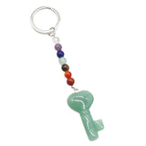 7 Chakra Beads Heart Key Crystal Keychain, Natural Healing Gemstone Love Key Pendant Gift