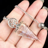 Chips Gemstone Tree of Life Resin Pendulum - Orgone Healing Dowsing Tool with Silver Chain for Divination, Hypnosis & Reiki - Spiritual Gemstone Gift for Wealth & Positivity