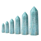 Natural Amazonite Crystal Point Tower Polished Hexagonal Obelisk Wand for Home Decor Meditation Crystal Collection Gift