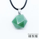 Handmade Craved Natural Tumbled Stone Pendant Necklace  Faceted Crystal Amethyst  Aventurine Raw Tumble Jewelry