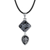 Geometric Elegance Natural Gemstone Pendant – Double Tier Rhombus & Teardrop Crystal Jewelry Gift