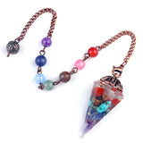 Wholesale Chakra Orgone Pendulum | Red Crystal Resin Pendulum with Copper Coil & 7 Chakra Chain for Divination