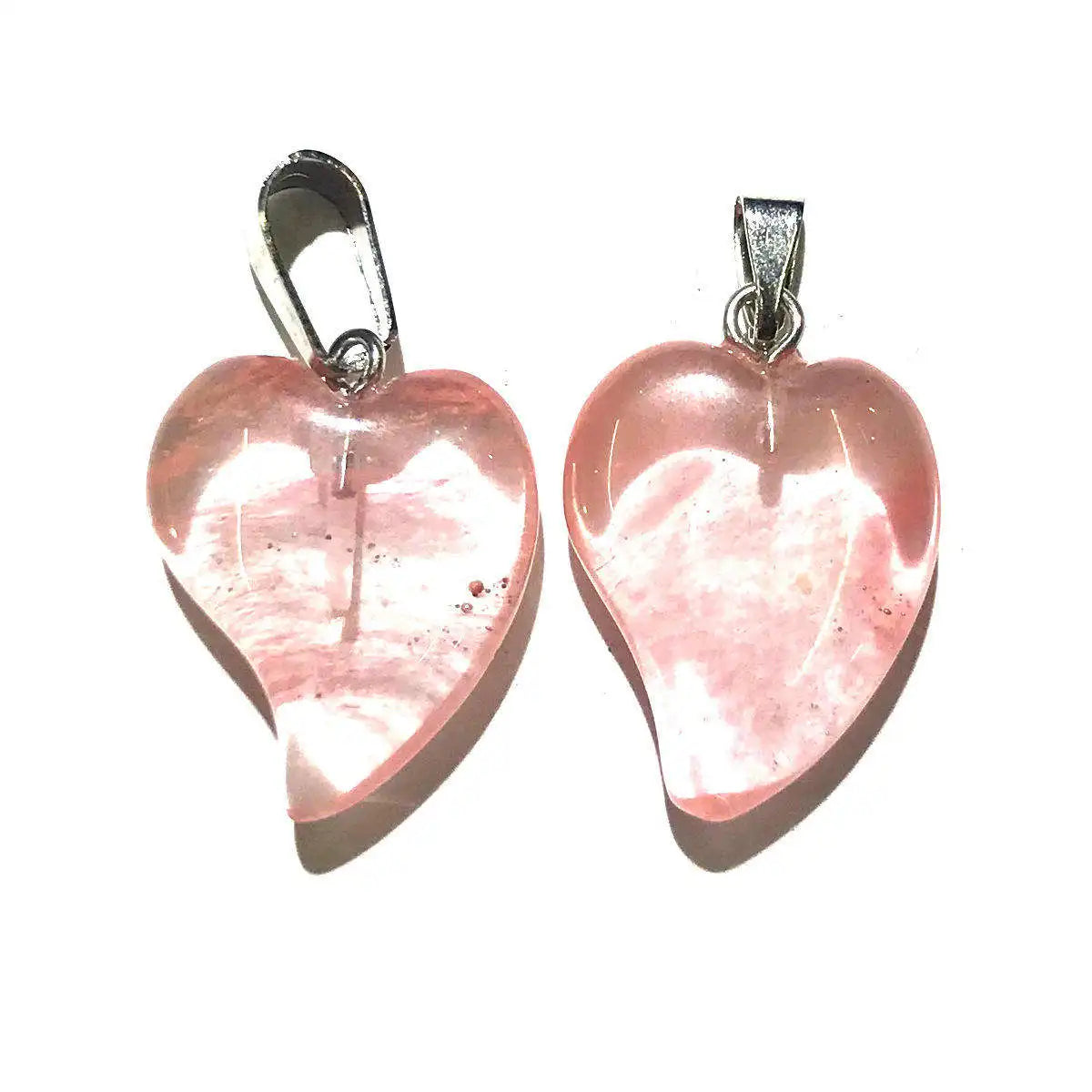 Natural Crystal Peach Heart Pendant, Chakra Healing Stone Charm for Women DIY Necklace Jewelry