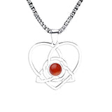 Stainless Steel Celtic Knot Heart Necklace Gemestone Triquetra Symbol Pendant - Eternal Love Spiritual Jewelry for Women & Men