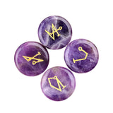 25mm Natural Crystal Angel Symbol Stones | 4 Archangel Rune Healing Ornament Set