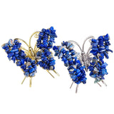 Natural Crystal Chip Butterfly Ornament | Gold-Plated Frame Handmade Gemstone Home Decor