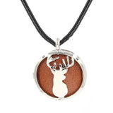 Lucky Deer Head Crystal Pendant Necklace, Natural Healing Stone Charm Necklace, Blessing Gift Jewelry for Women