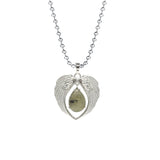 Vintage Silver Angel Wings Heart Necklace - Ready to Wear Teardrop Crystal Ball Chain Pendant for Women, Spiritual Gift