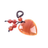 Natural Heart Crystal Keychain, Hand Knotted Chakra Gemstone Beads Love Stone Keyring for Mother’s Day Gift